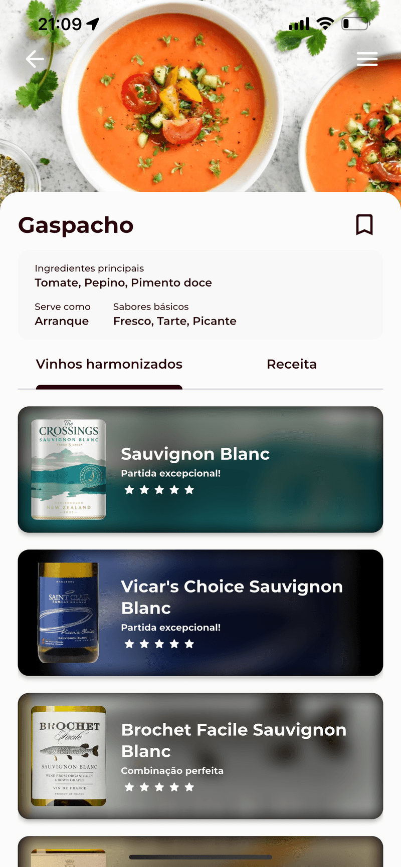 Vinomat app screenshot - pt